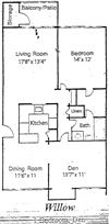 1 Bedroom/1 Bathroom With Den